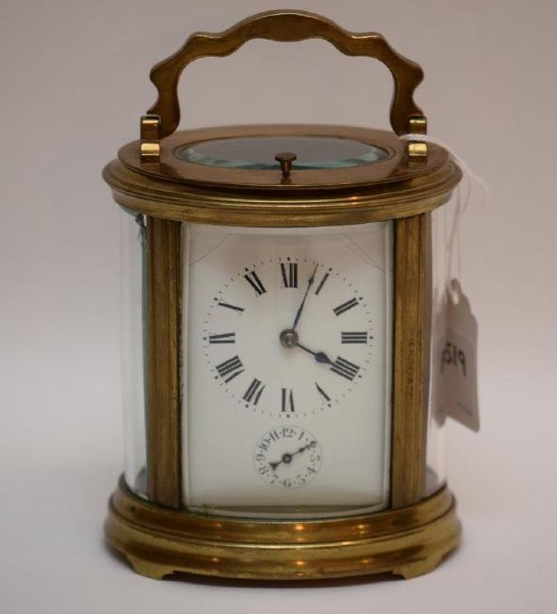 French Oval Carriage Clock with  repeating double