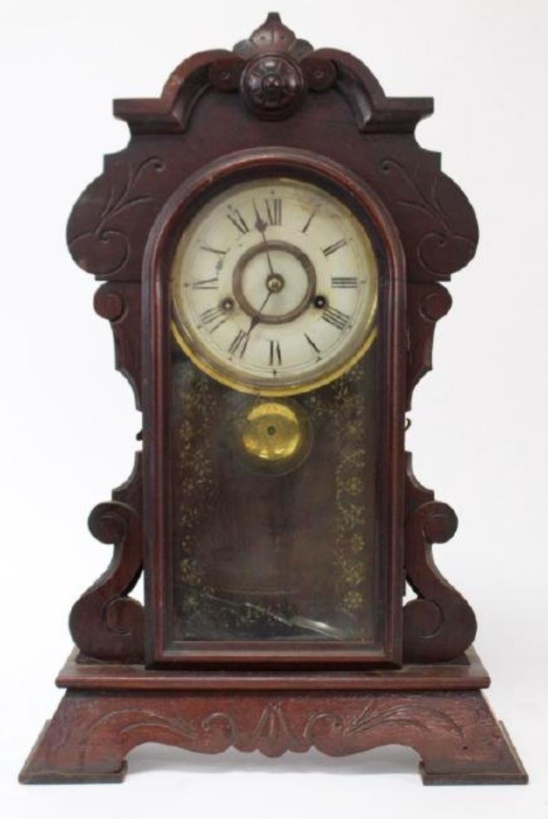 Late 19th to Early 20th century American Walnut case kitchen clock