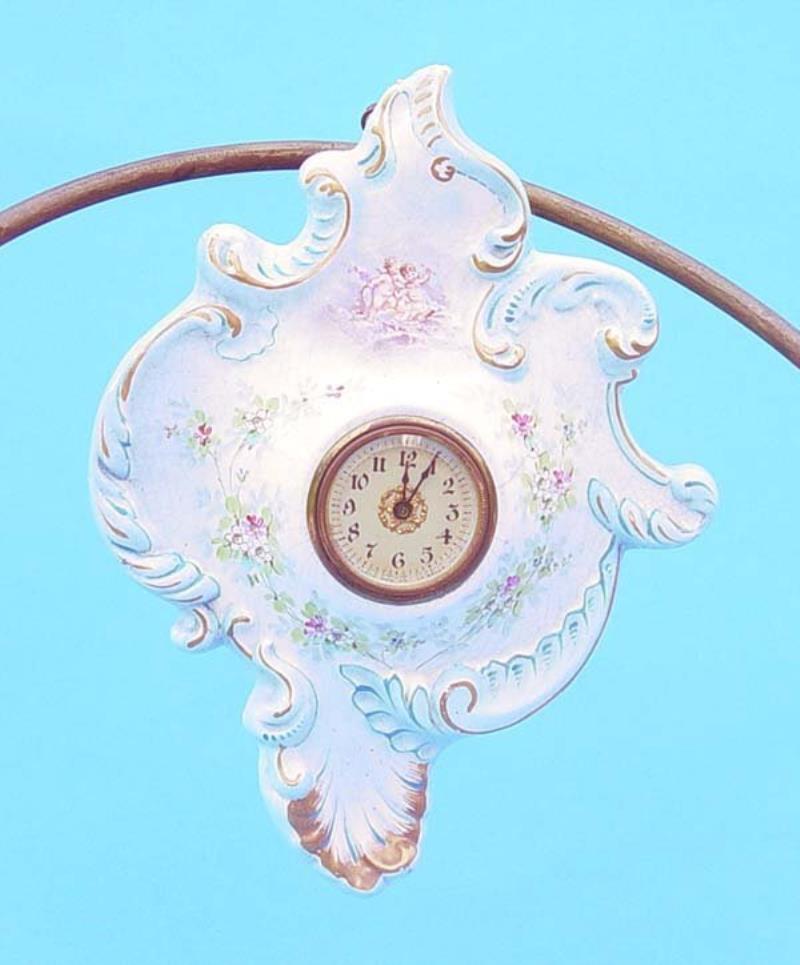 French Faience Porcelain Wall Clock