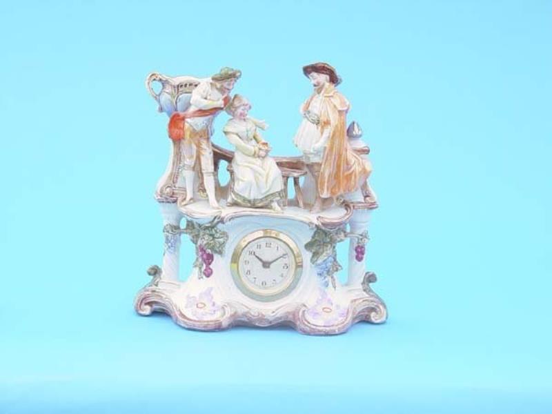 German Figural Porcelain Mantel Clock