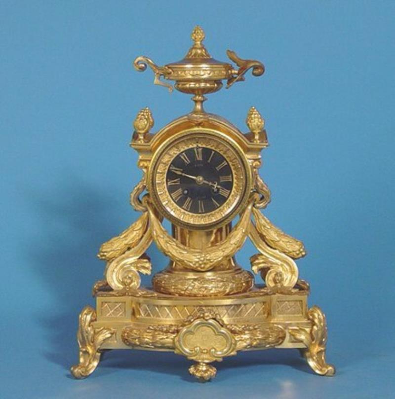 Ornate French Gilt Bronze Mantel Clock