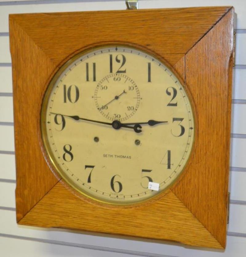 Antique Seth Thomas “Hudson” Square Gallery Clock