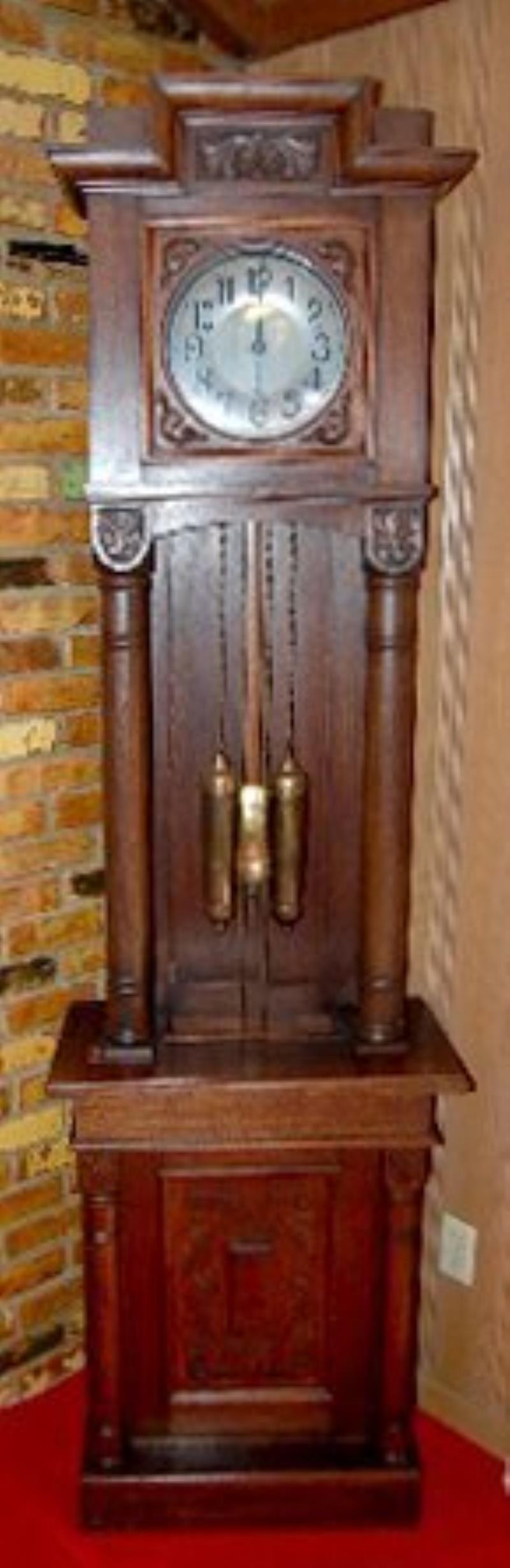 Oak Carved 2 Weight Grandfather Clock