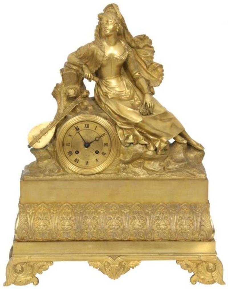 Gilt Bronze Figural Mantle Clock