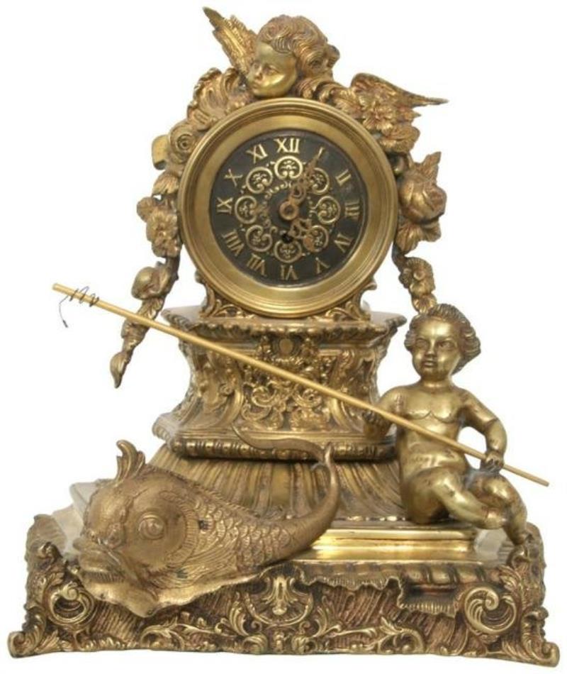 Gilt Bronze Figural Mantle Clock