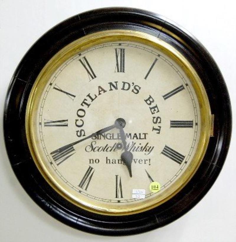 Scotch Whiskey Round Advertising Gallery Clock