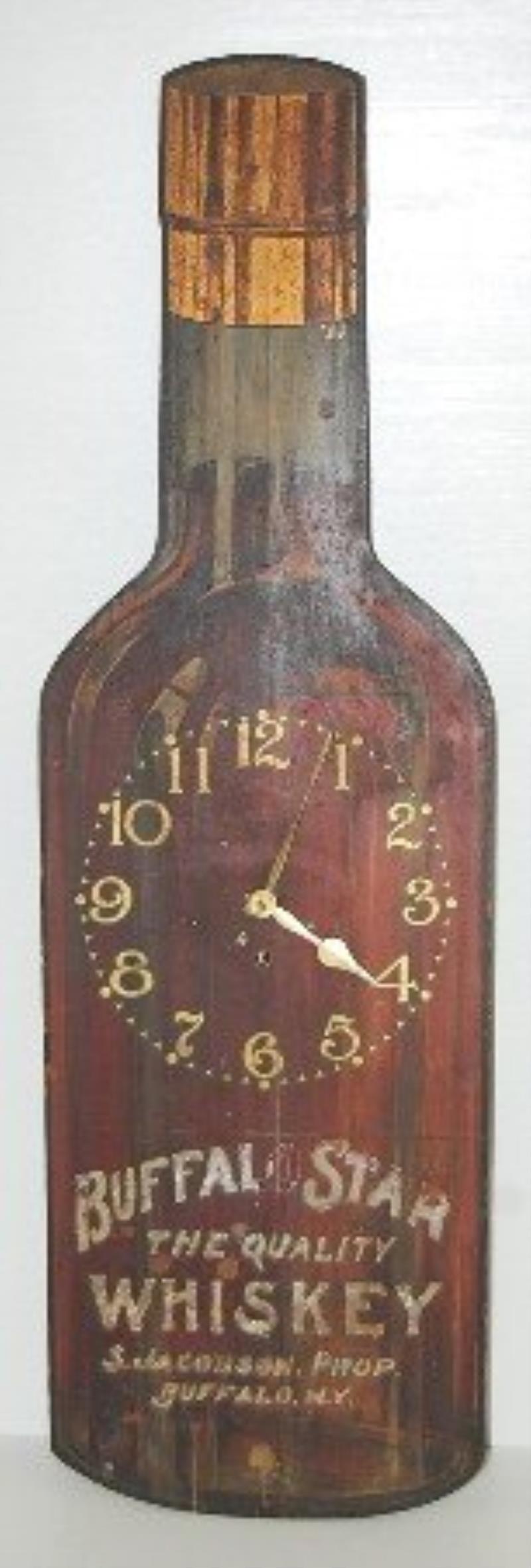Wood Buffalo Star Whiskey Advertising Clock
