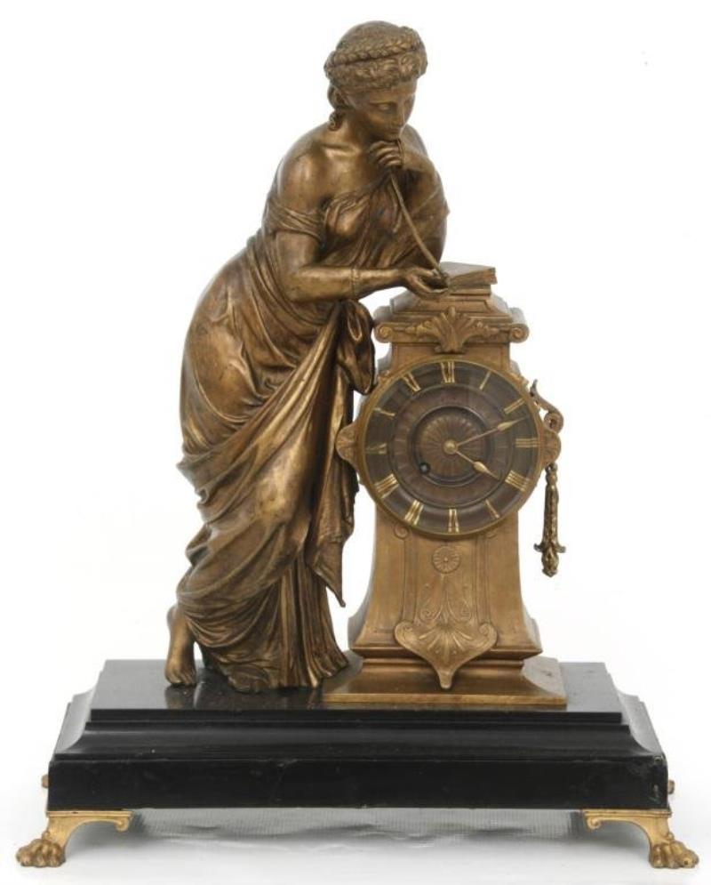 French Bronze Figural Mantel Clock