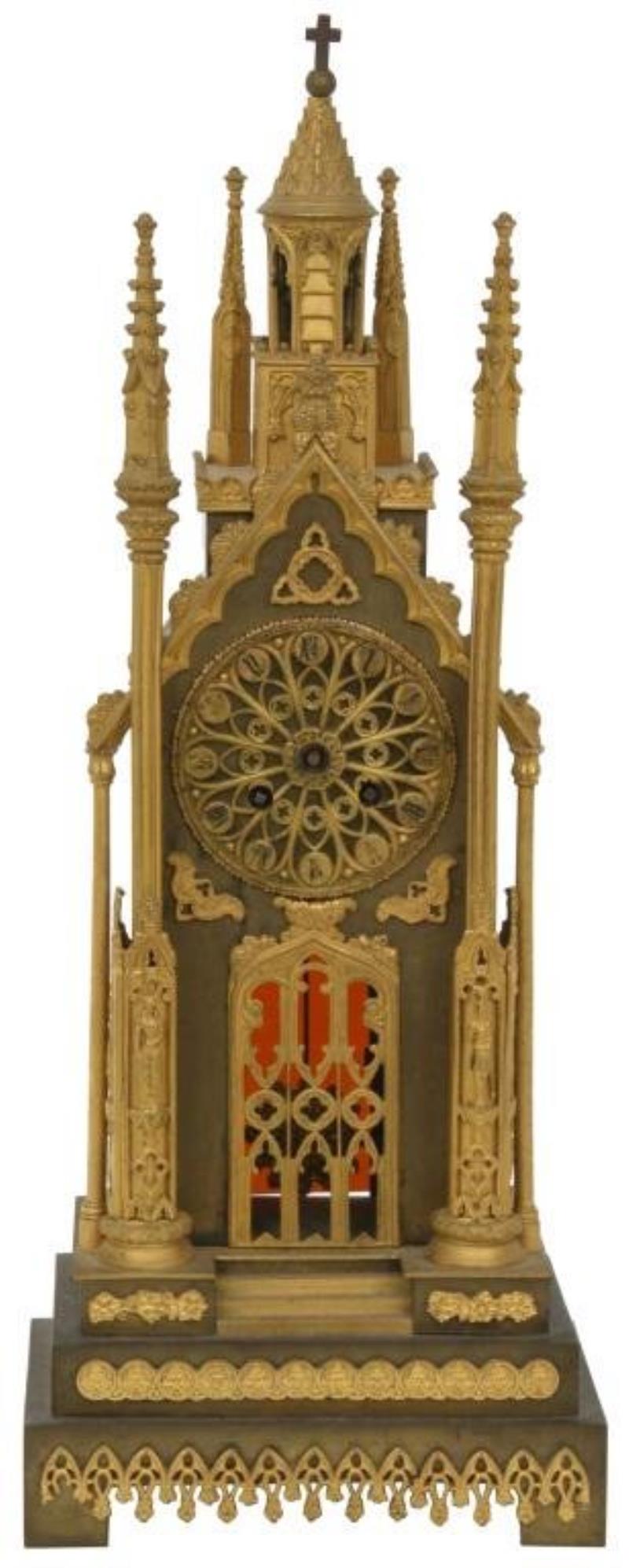 French Silk Thread Gothic Cathedral Clock