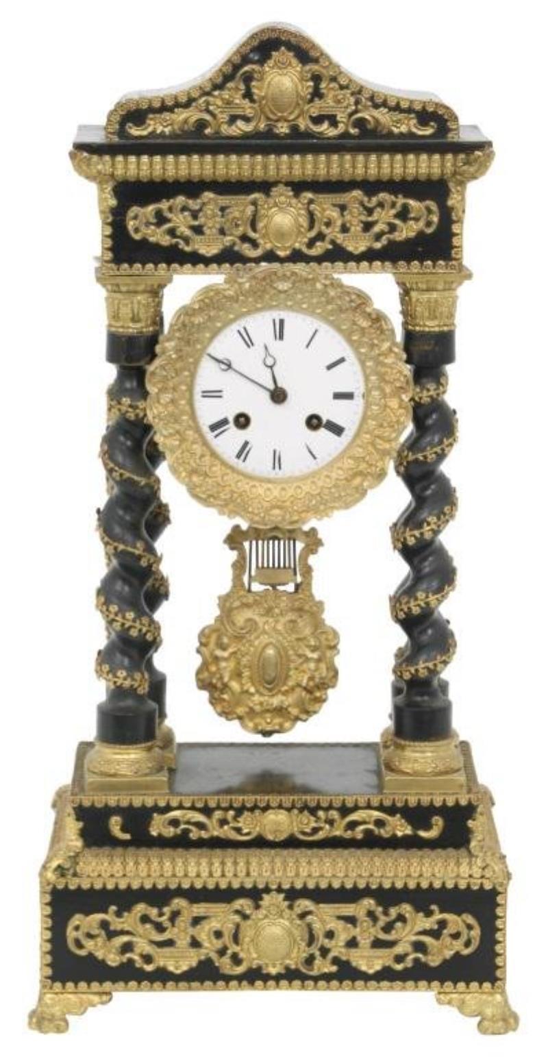 French Empire Portico Clock