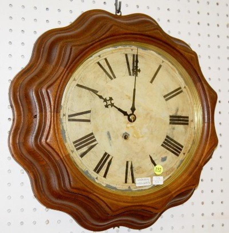 Ingraham Corrugated Time Only Antique Wall Clock