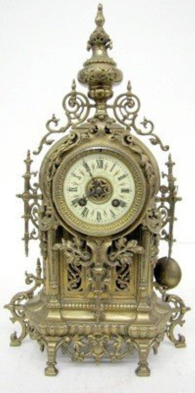 Ornate French Bronze Antique Shelf Clock