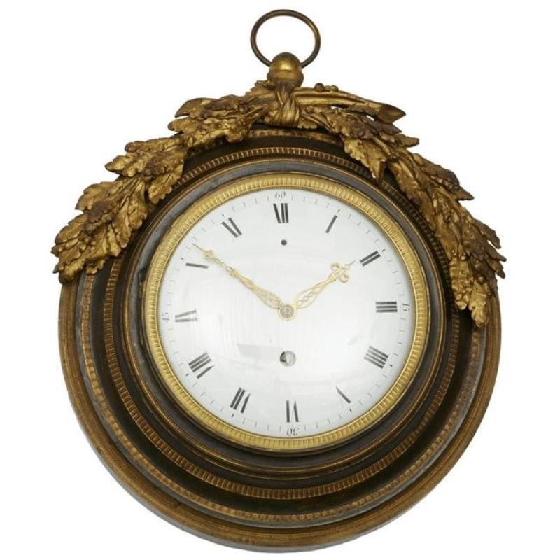 Large Empire patinated bronze cartel clock