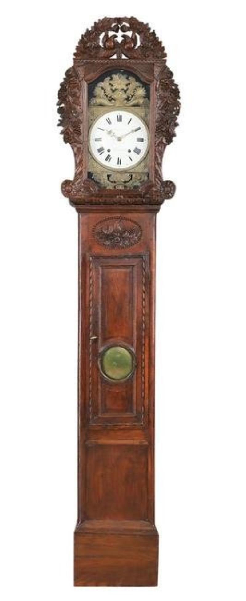 Provincial Louis XV-Style Oak Tall Case Clock