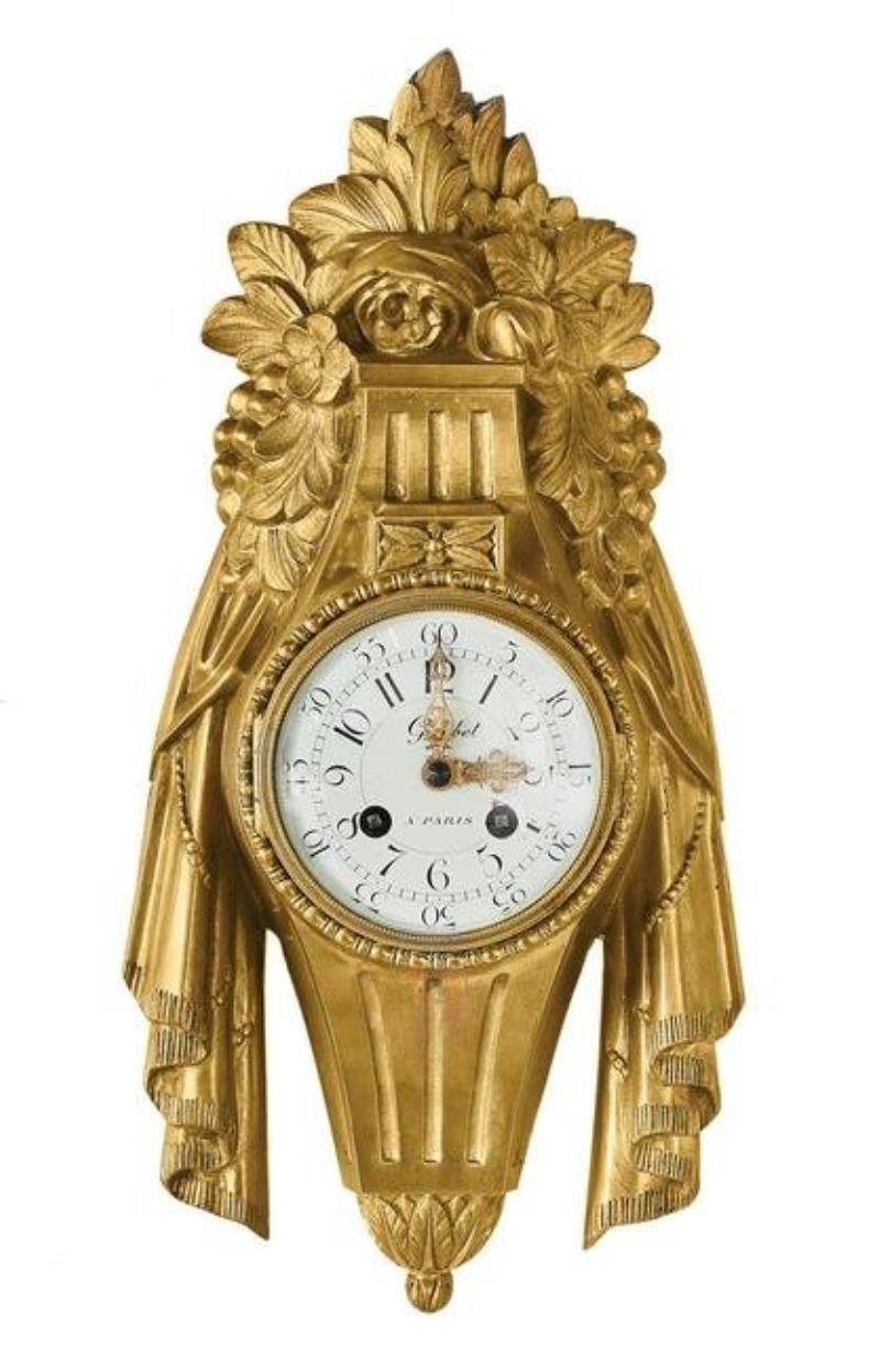 French Louis XVI-Style Gilt-Bronze Cartel Clock