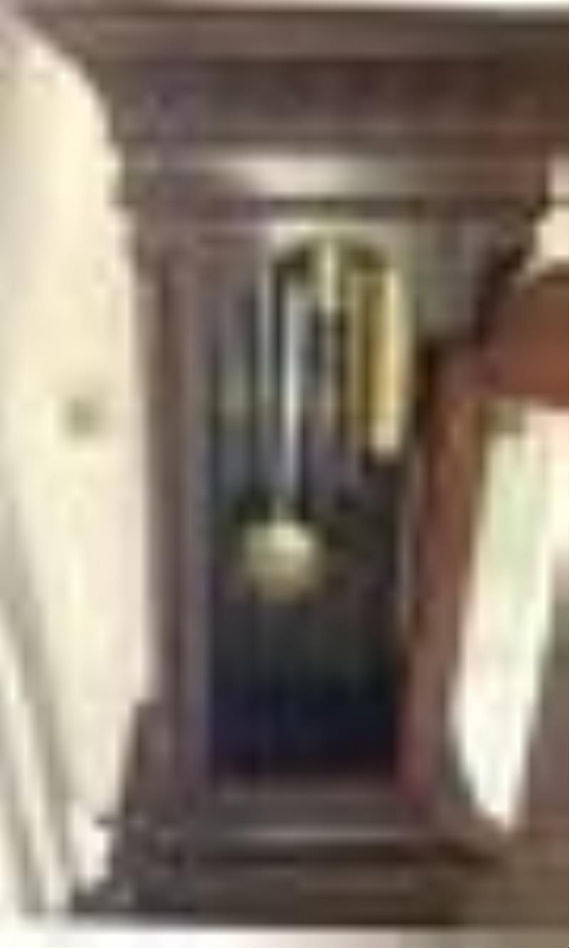 Tiffany & Co Carved Oak Brass Dial Tall Case Clock