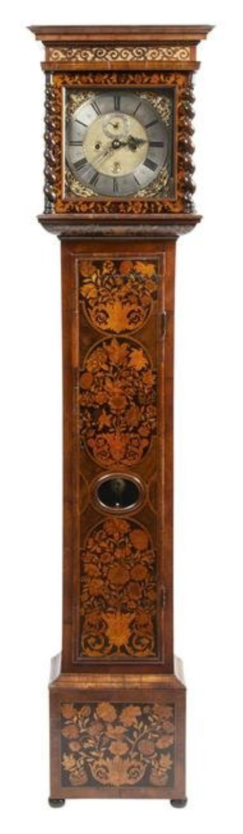 William III Marquetry Walnut Tall Case Clock