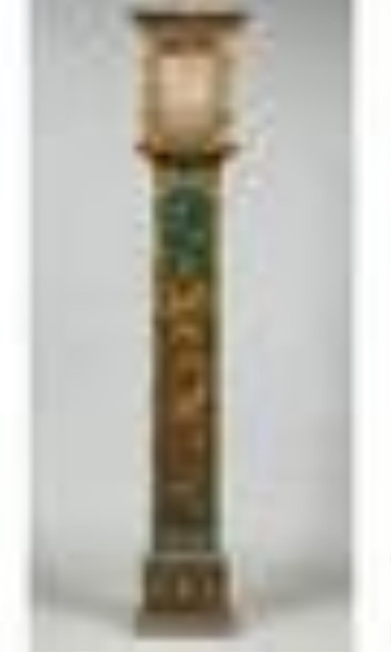 English Green Japanned and Parcel-Gilt Tall Case Clock