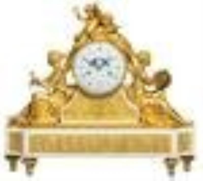 Louis XVI Gilt-Bronze and Marble Mantel Clock