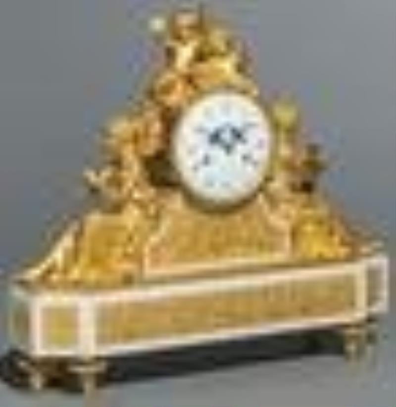 Louis XVI Gilt-Bronze and Marble Mantel Clock