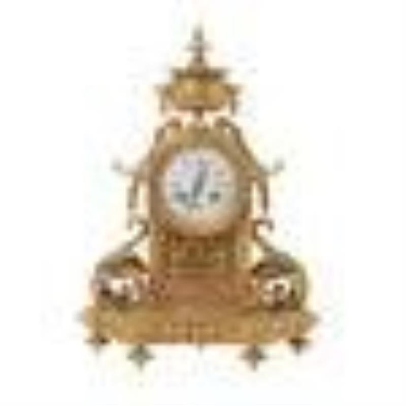Japy Freres French Figural Bronze Mantle Clock