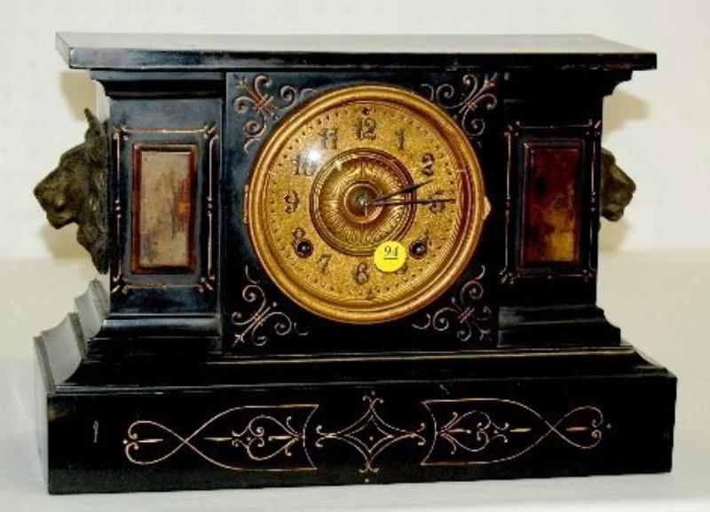 Ansonia Iron Case Clock With Lion Heads