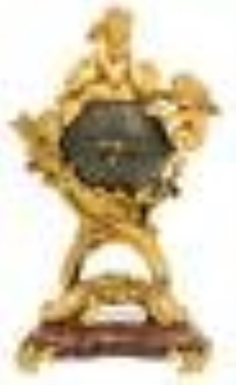 French Louis XV Style Gilt Bronze & Rouge Marble Ball Clock