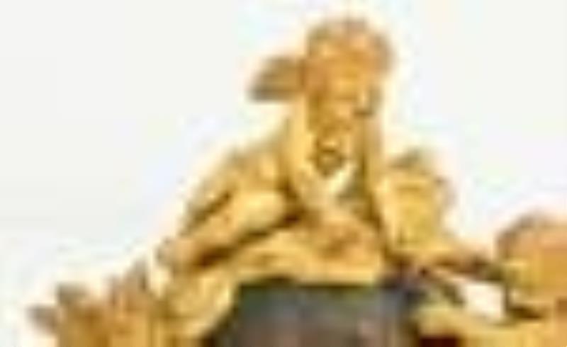 French Louis XV Style Gilt Bronze & Rouge Marble Ball Clock