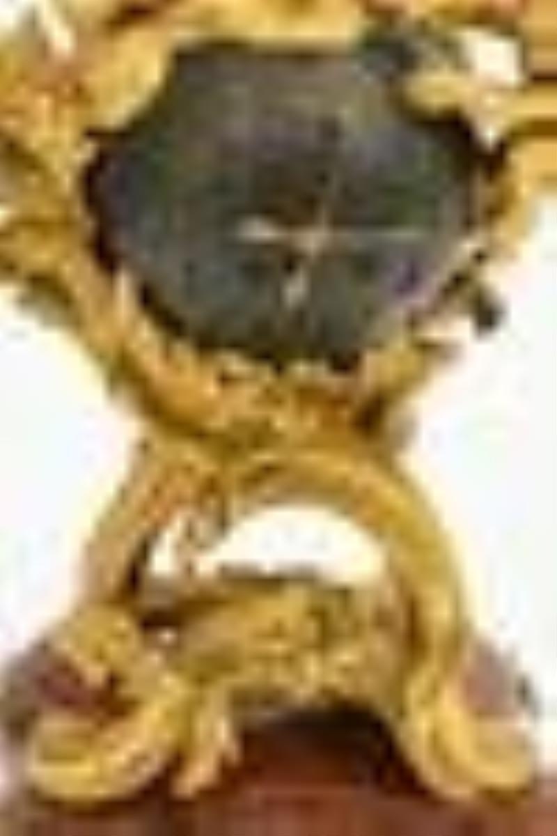 French Louis XV Style Gilt Bronze & Rouge Marble Ball Clock