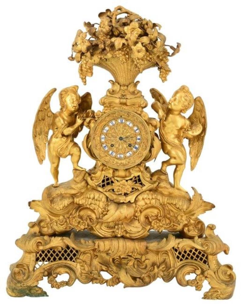 French Napoleon III Gilt Bronze Mantel Clock