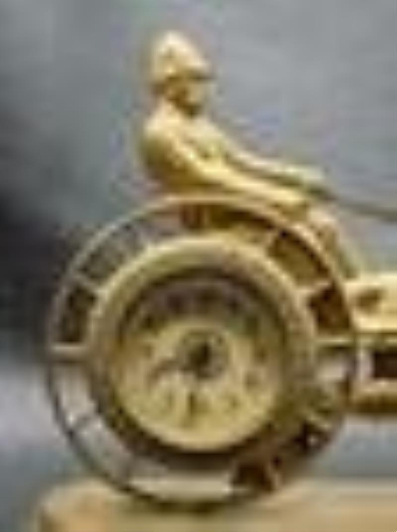 Unusual vintage clock with sulky racing horse
