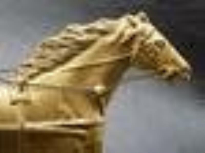 Unusual vintage clock with sulky racing horse