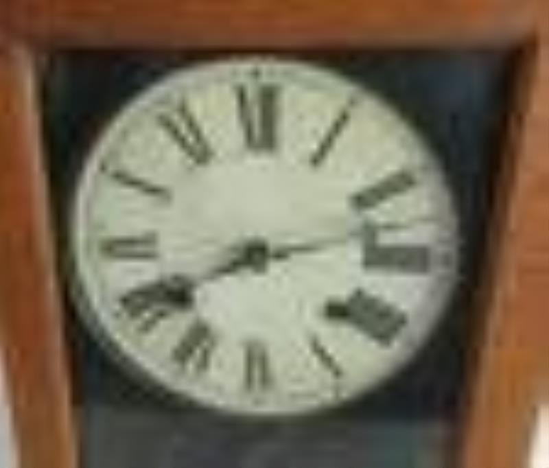 Antique Ithaca double dial calendar oak clock