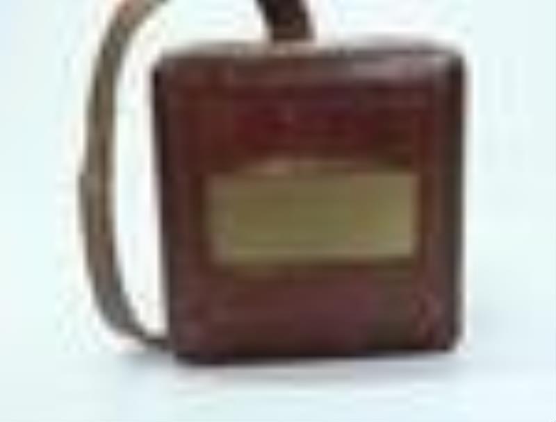 French 19C Carriage Clock Bell Key Leather Case