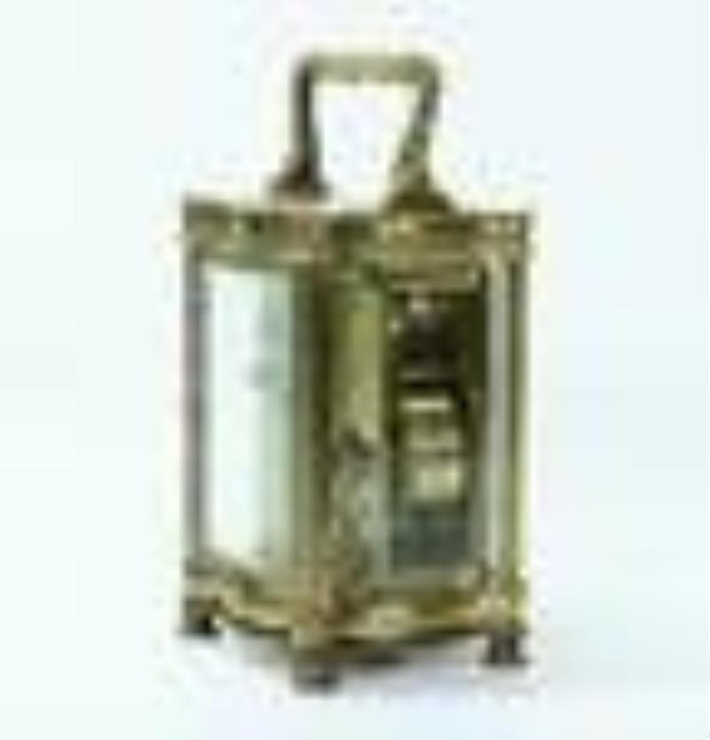French 19C Carriage Clock Bell Key Leather Case