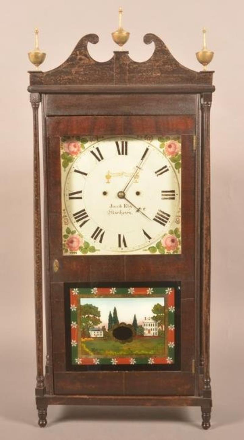 Rare Jacob Eby Sheraton Mahogany Shelf Clock