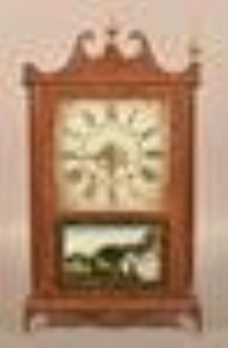 Eli Terry Mahogany Pillar and Scroll Shelf Clock