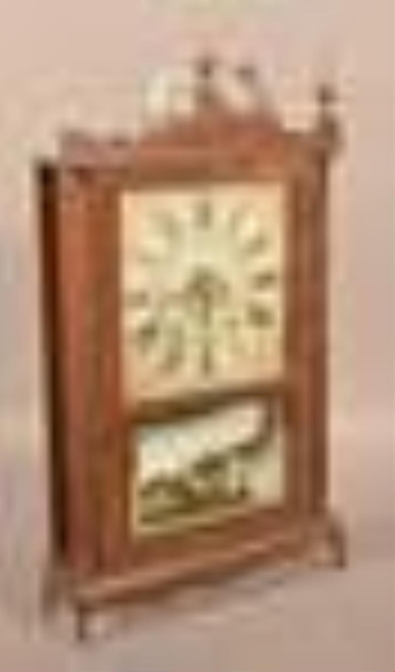 Eli Terry Mahogany Pillar and Scroll Shelf Clock