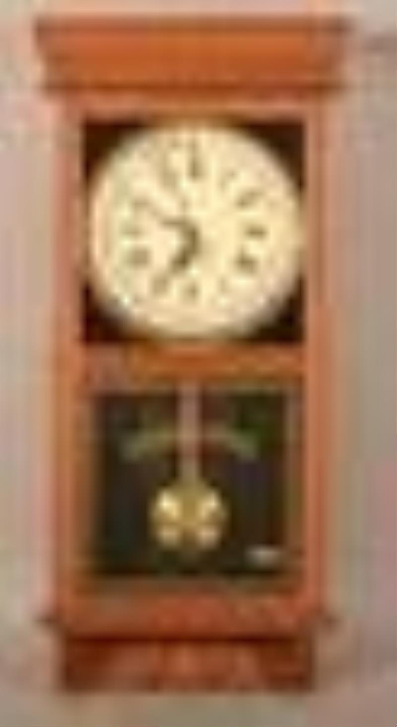 Ingraham Oak Case Regulator Wall Clock