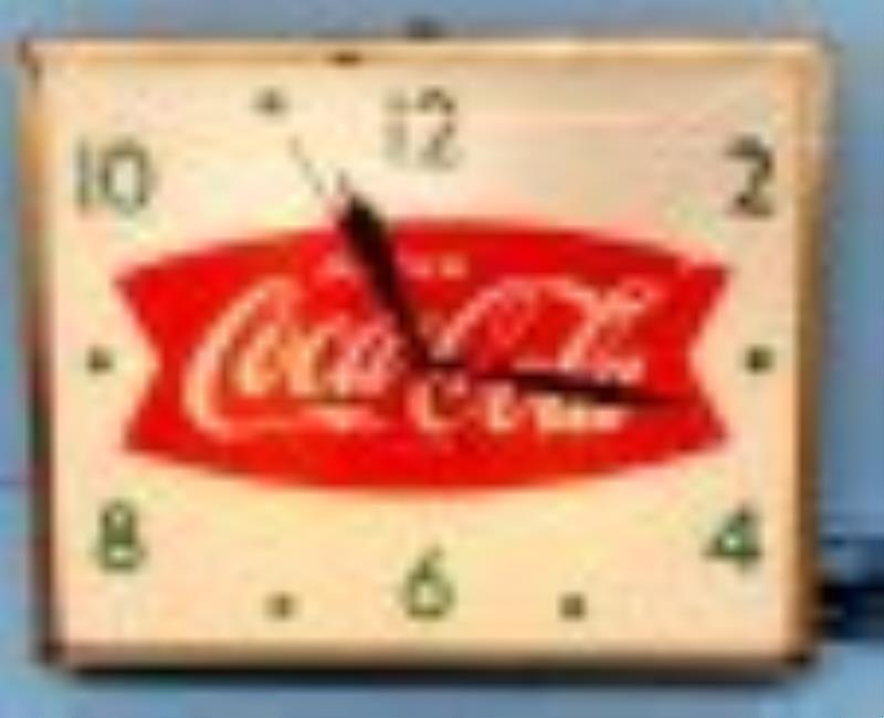 Drink Coca Cola Fishtail Light Up Clock Rectangle