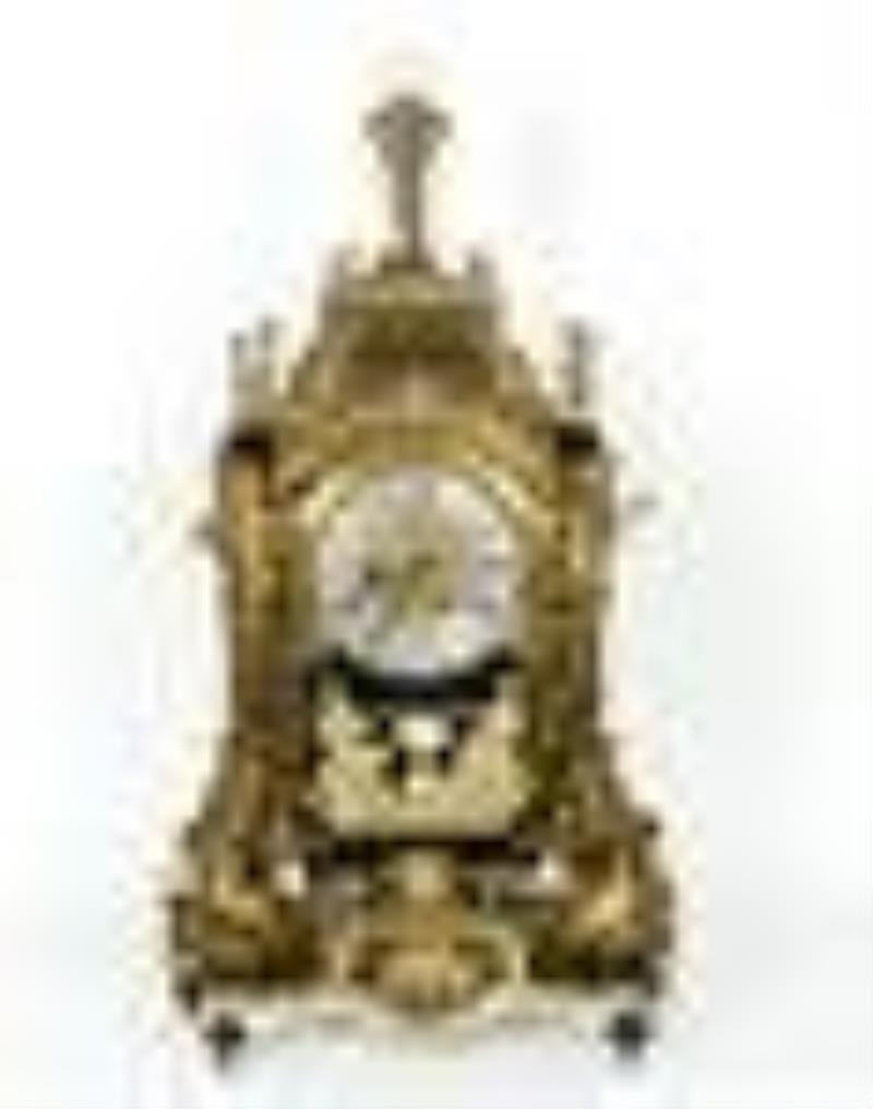 Large Boulle Inlay and Figural Bronze Clock