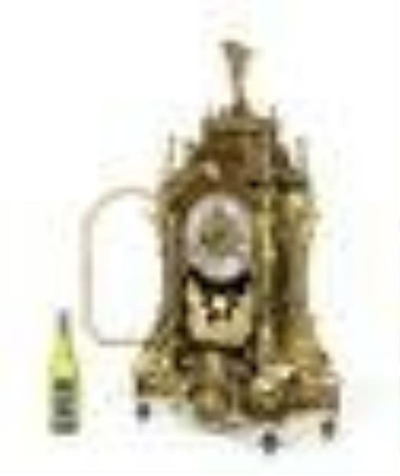 Large Boulle Inlay and Figural Bronze Clock