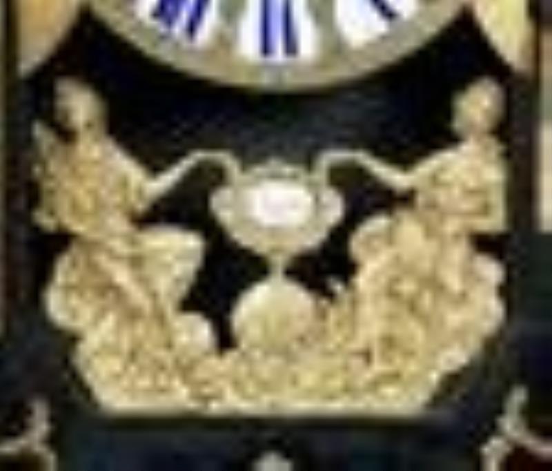 Large Boulle Inlay and Figural Bronze Clock