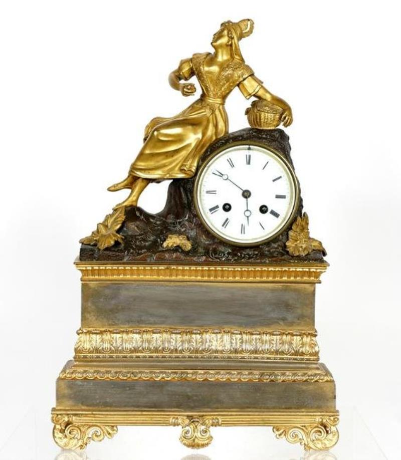 Japy Freres French Figural Bronze Mantle Clock