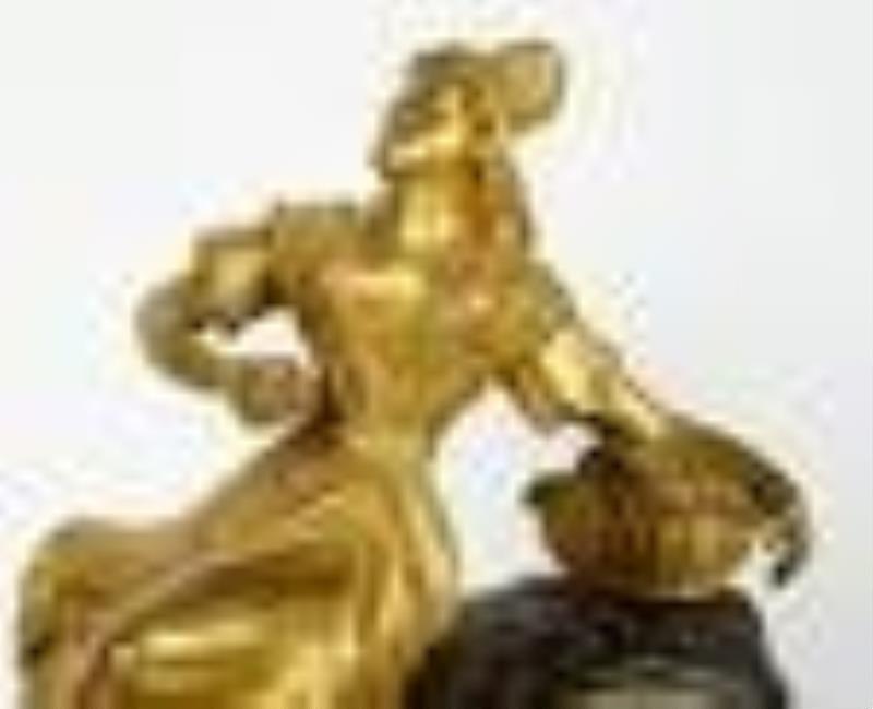 Japy Freres French Figural Bronze Mantle Clock