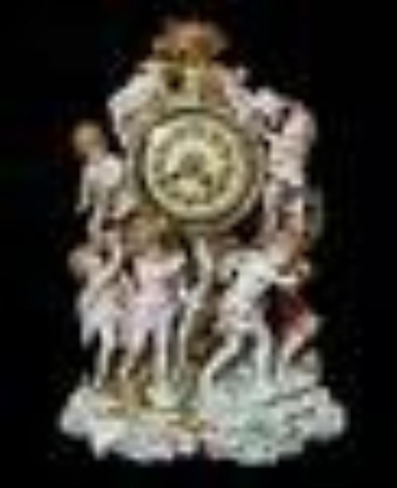 Large Rudolstadt Figural Porcelain Mantle Clock