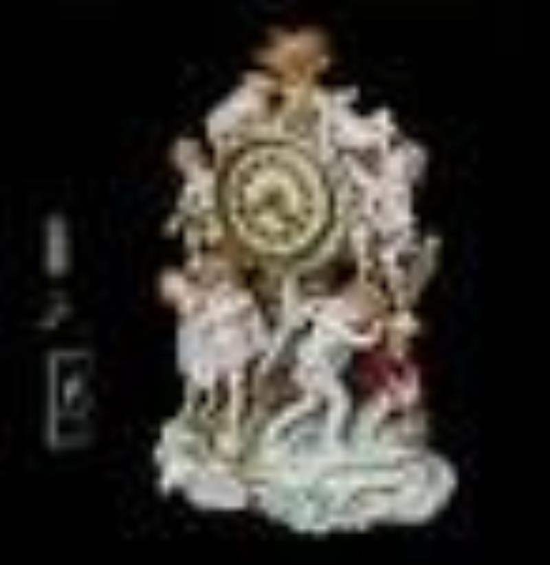 Large Rudolstadt Figural Porcelain Mantle Clock