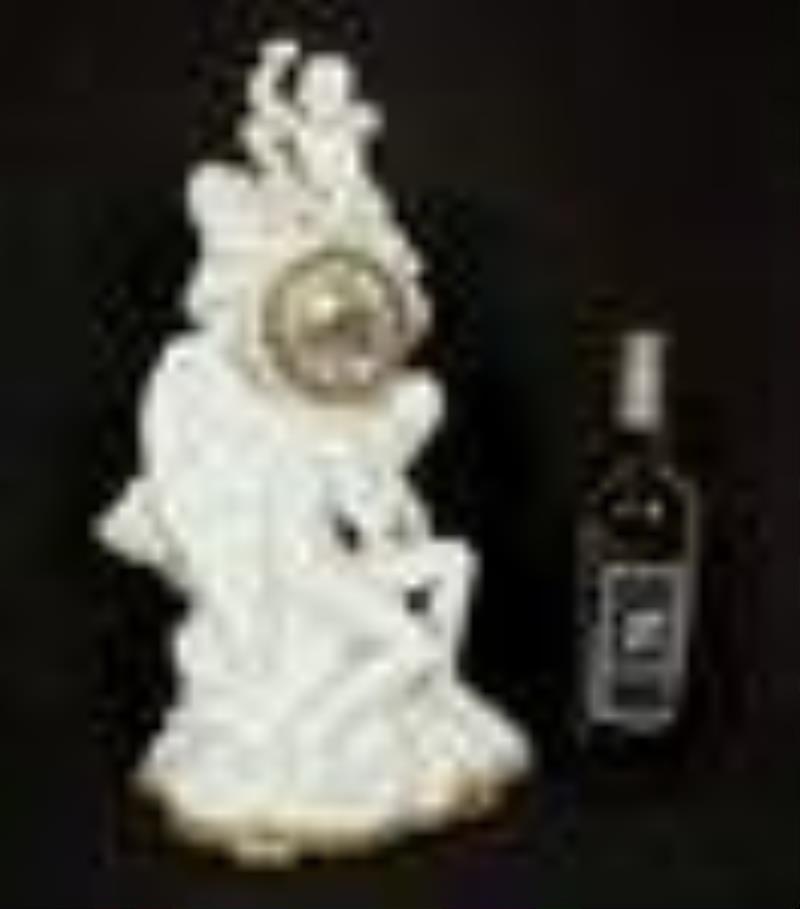 Parian Ware Figural Cherub and Angel Mantle Clock