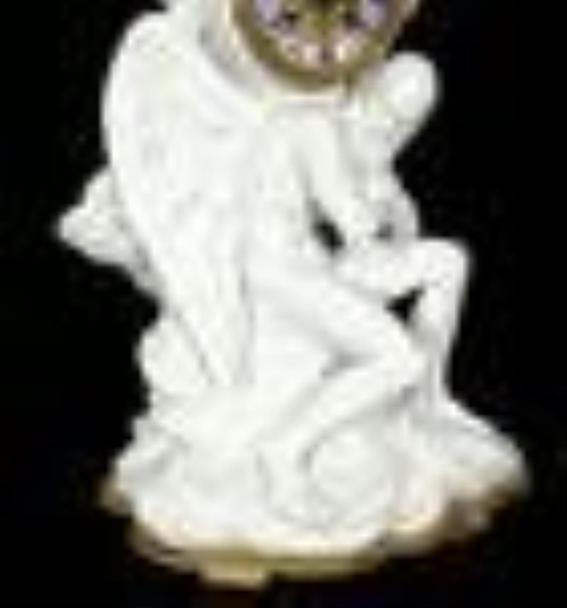 Parian Ware Figural Cherub and Angel Mantle Clock