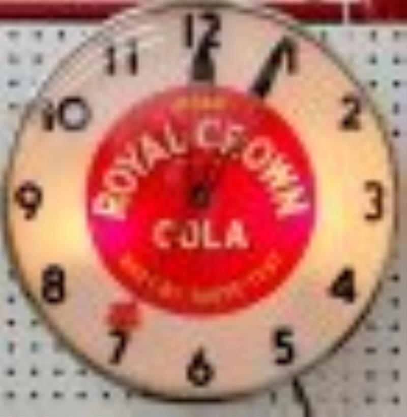Drink Royal Crown Round Electric Light Up Clock